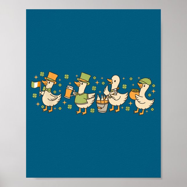 Póster Patricks Day,funny Goose, Shamrock, Beer Gift Tee  (Frente)