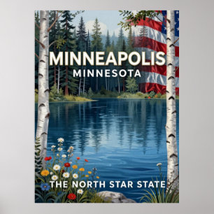 Póster Patrimonio de la ciudad de Minneapolis Minnesota L