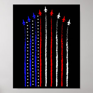 Póster Patriot 4 de julio Avión de combate Bandera Estado