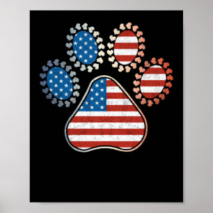 Póster Patriota de perro de la bandera de los Estados Uni