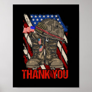 Póster Patriotic American Flag Thank You