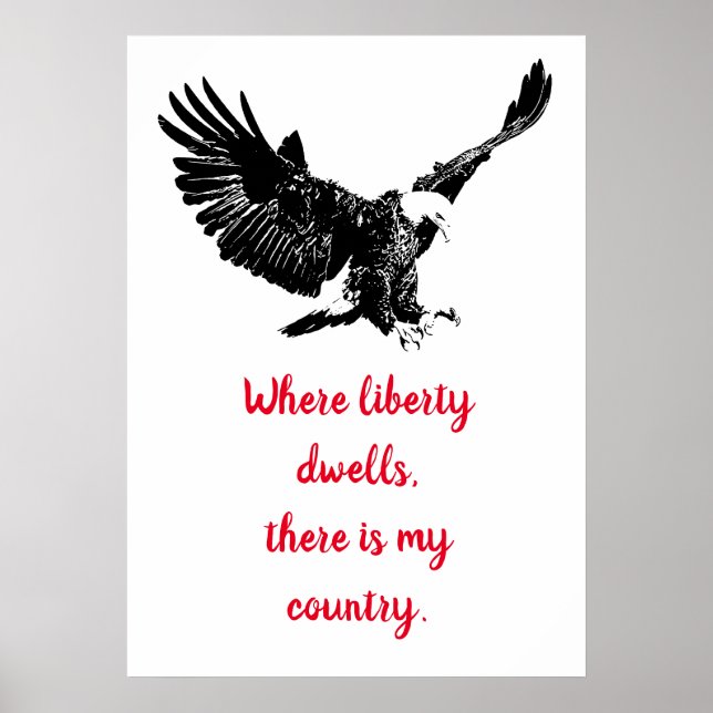 Póster Patriotic Bald Eagle Motivational USA Liberty (Frente)