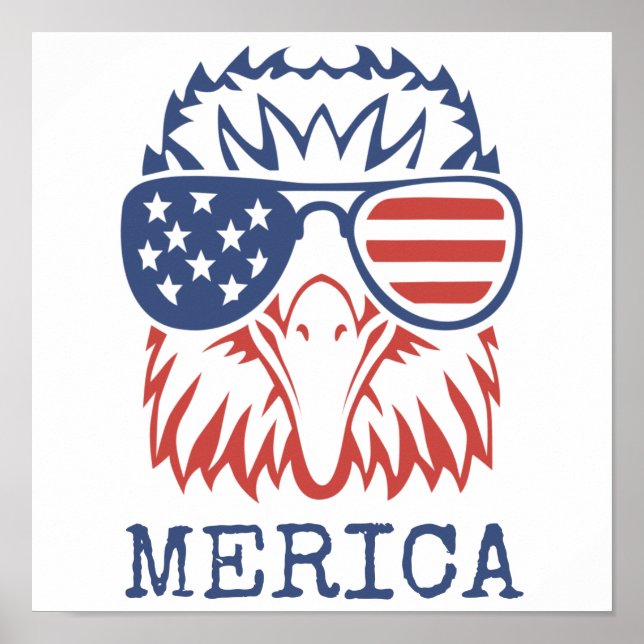 Póster Patriotic Eagle Merica 4 de julio Bandera American (Frente)