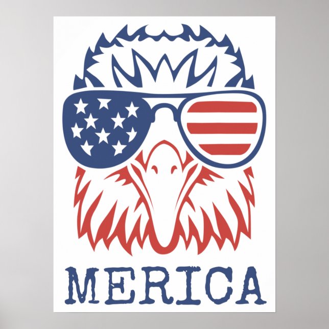 Póster Patriotic Eagle Merica 4 de julio Bandera American (Frente)