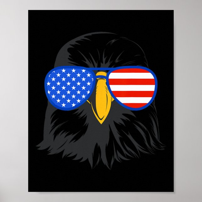 Póster Patriotic Eagle Sungles 4 de julio Eeuu American B (Frente)