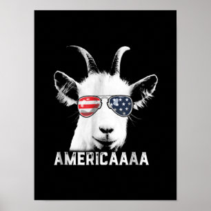 Póster Patriotic Goat Funny Goat America