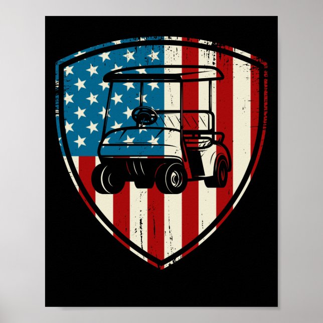 Póster Patriotic Golf Wear USA Strong Golf Cart (Frente)