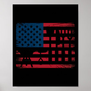 Póster Patriotic Grilling Bbq Utensil Bandera De Los Esta