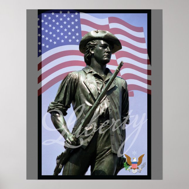 Póster Patriotic Liberty Minuteman with Defense Emblem (Frente)