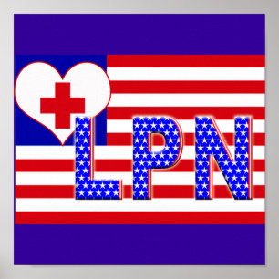 PÓSTER PATRIOTIC LPN LICENSED PRACTICAL NURSE