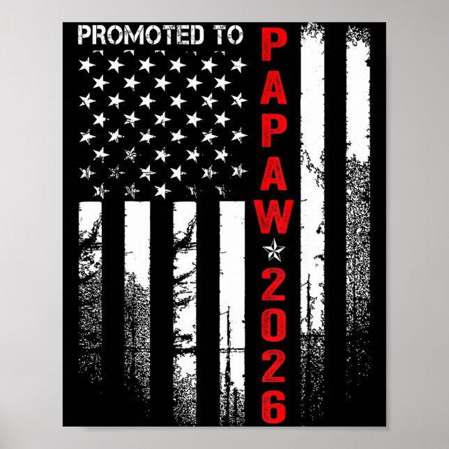 Póster Patriotic Mens Promoted To Papaw Est 2026 First Ti (Frente)