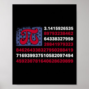 Póster Patriotic Pi Day Bandera Estadounidense Math Math 