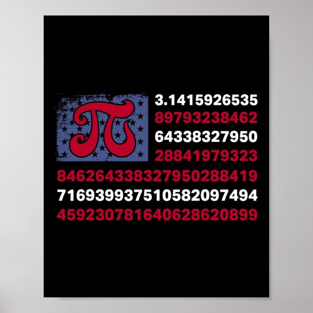 Póster Patriotic Pi Day Bandera Estadounidense Math Math  (Frente)