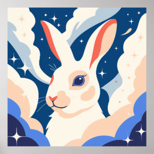 Póster Patriotic Rabbit with American Flag Design