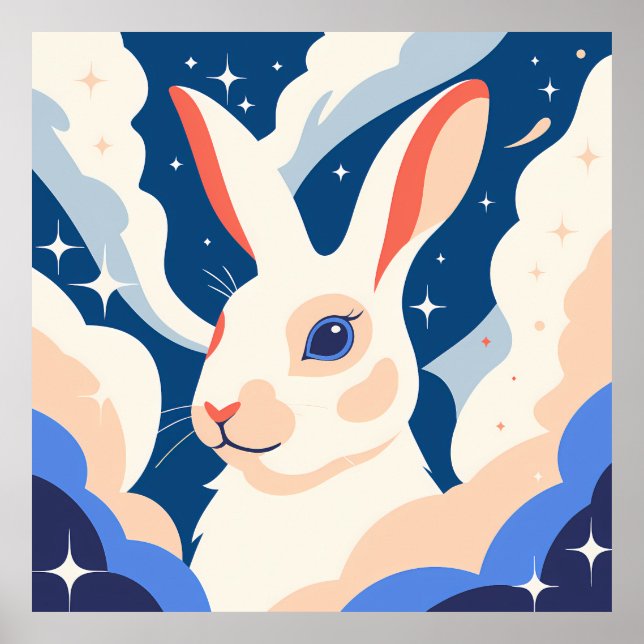 Póster Patriotic Rabbit with American Flag Design (Frente)