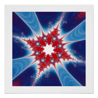 Póster Patriotic Red White & Blue Mandelbrot Fractal