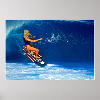 Póster Patriotic Surfer Girl 2