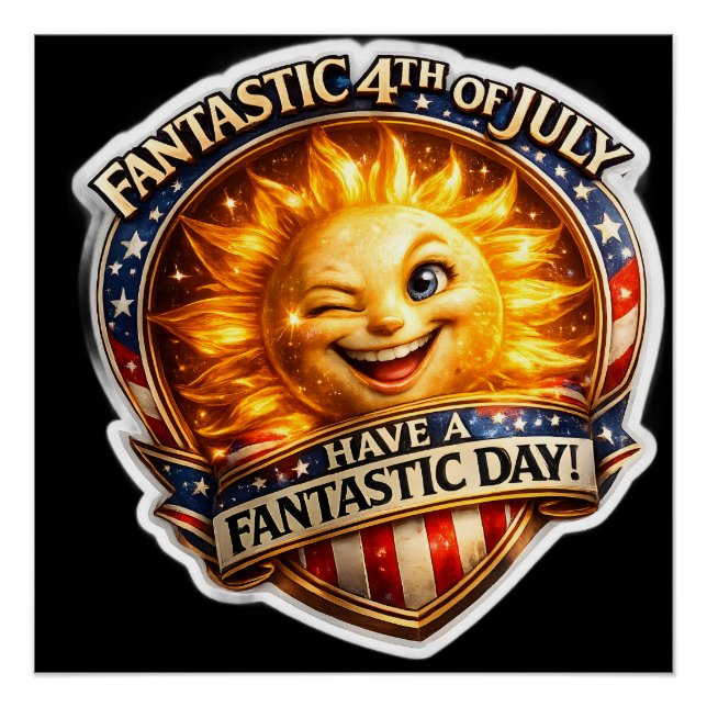 Póster Patriotic winking fourth of July celebration wall  (Anverso)