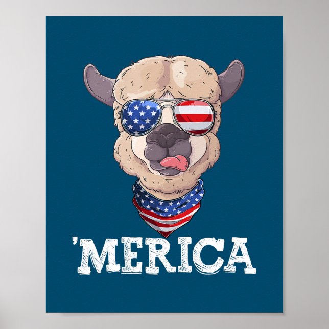 Póster Patriótica Merica Estados Unidos Bandera Alpaca Su (Frente)