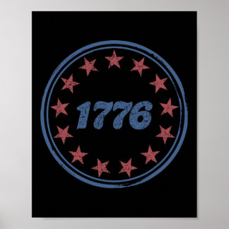 Póster Patriótico 1776 América Retro 4 de julio Independe