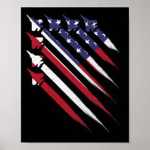 Póster Patriótico 4 De Julio Jet Usa Bandera Americana Ho