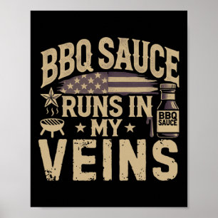 Póster Patriótico Bbq Smoker Meat Smoat Usa Grilling Byr