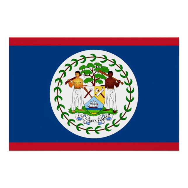 Poster patriótico con bandera de Belice (Anverso)