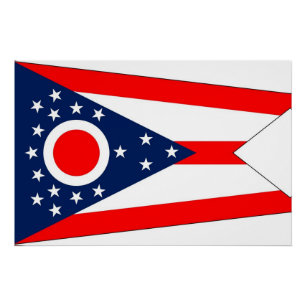 Poster patriótico con bandera de Ohio