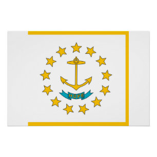 Poster patriótico con bandera de Rhode Island