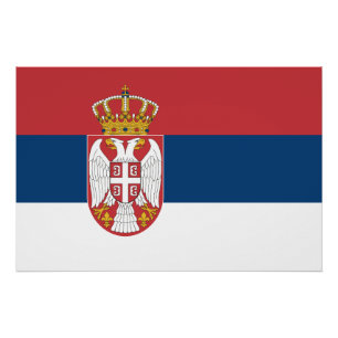 Poster patriótico con bandera de Serbia