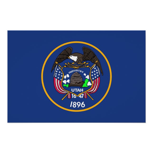 Poster patriótico con bandera de Utah (Anverso)