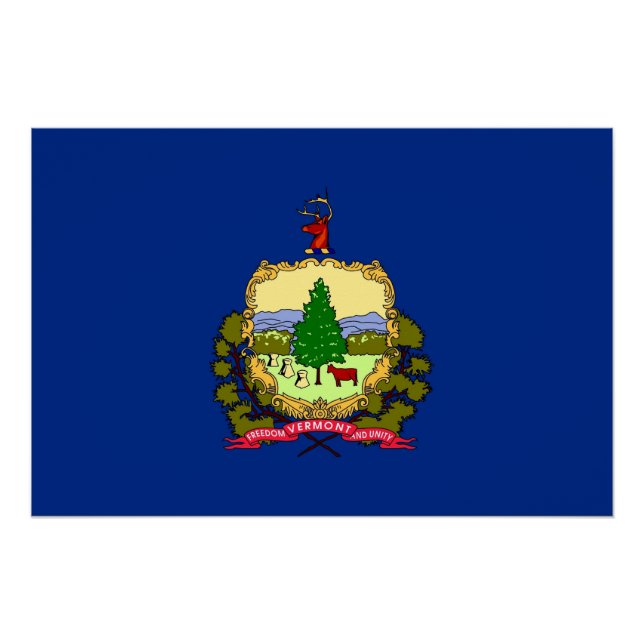 Poster patriótico con bandera de Vermont (Anverso)