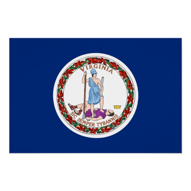 Poster patriótico con bandera de Virginia (Anverso)