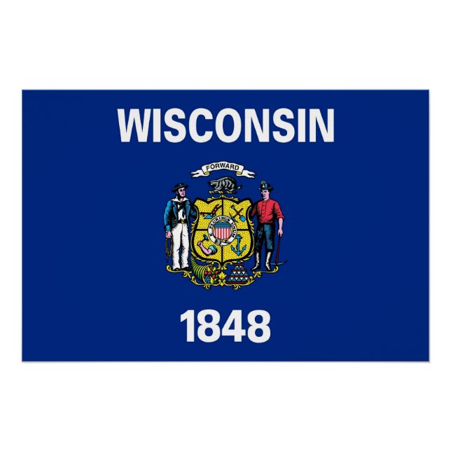 Poster patriótico con bandera de Wisconsin (Anverso)