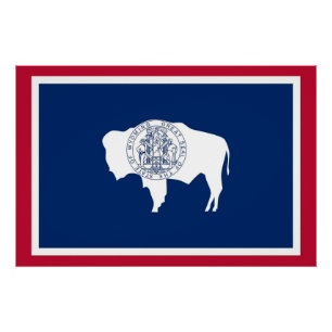 Poster patriótico con bandera de Wyoming