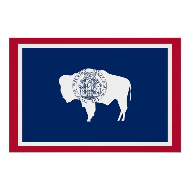 Poster patriótico con bandera de Wyoming (Anverso)