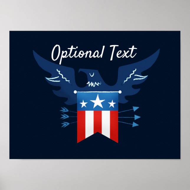 Póster Patriótico de la Bandera y el Águila Americana (Frente)