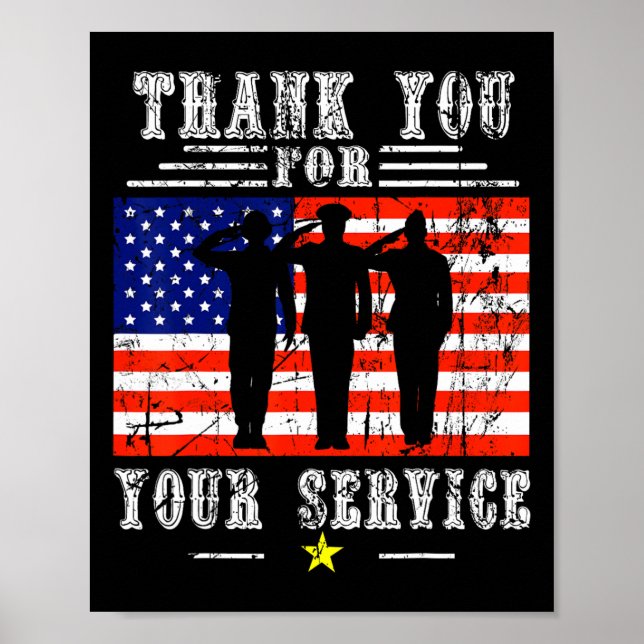 Póster Patriótico De Sus Servicios - Día De Los Veteranos (Frente)