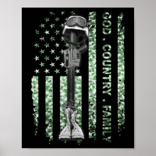 Póster Patriótico Estados Unidos Bandera Dios País Famili