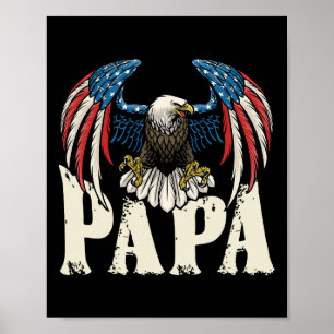 Póster Patriótico Papa Bald Eagle Shirt Eeuu Bandera 4 De