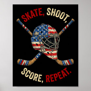 Póster Patriótico patinaje de hockey sobre hielo, disparo