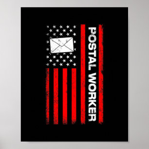 Póster Patriótico Postman, trabajador postal de bandera e