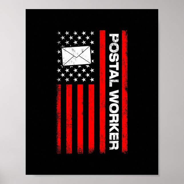 Póster Patriótico Postman, trabajador postal de bandera e (Frente)