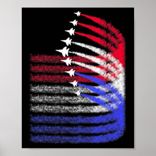 Póster Patriótico Rojo Azul Blanco Ee.Uu. Luchador Jets 4