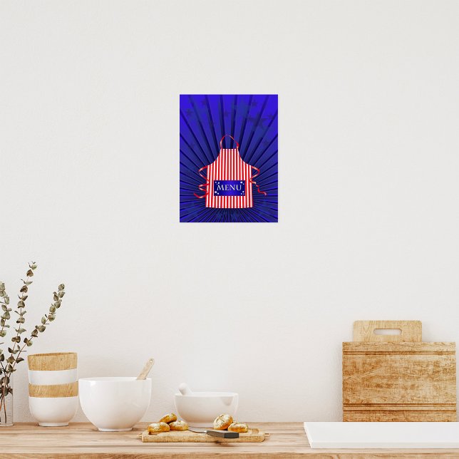 Póster Patriótico USA Chef Red White Blue BBQ Cocinar (Subido por el creador)