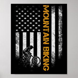 Póster Patriótico Vintage Usa Bicicleta De Montaña Bander