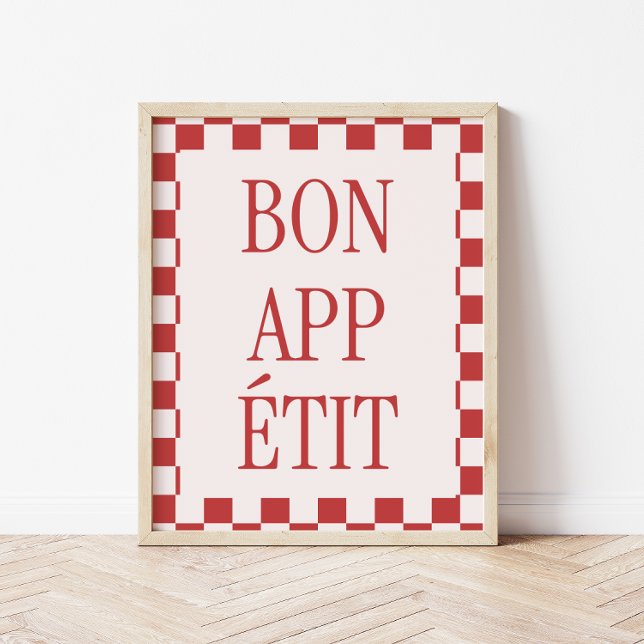 Póster Patrón a Cuadros Retro 'Bon Appétit' Cocina (Subido por el creador)
