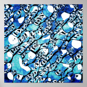 Póster Patrón abstracto azul intrincado