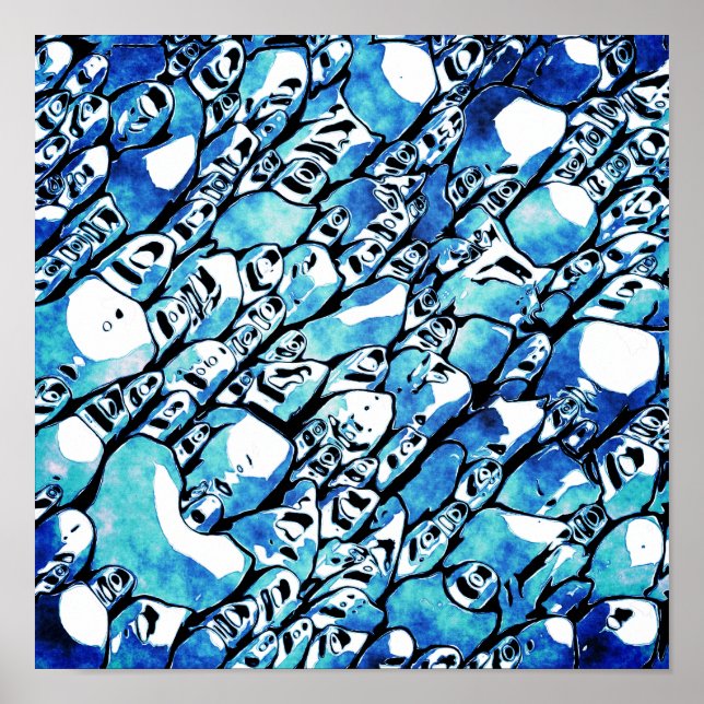 Póster Patrón abstracto azul intrincado (Frente)