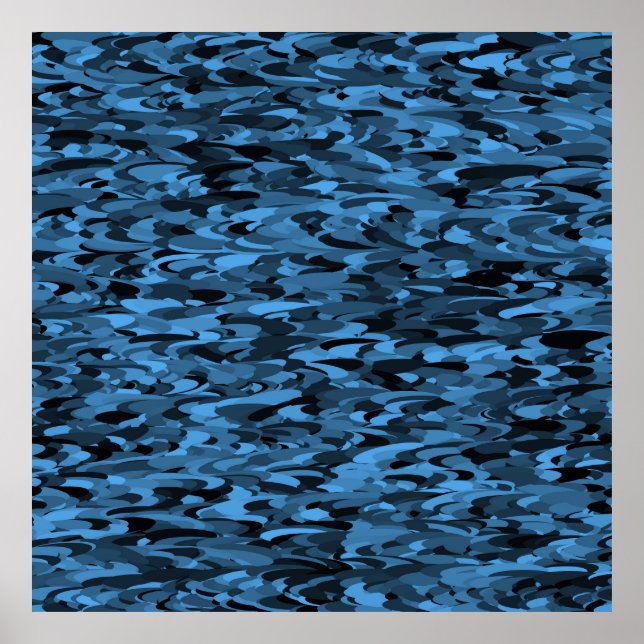 Póster Patrón abstracto azul negro (Frente)